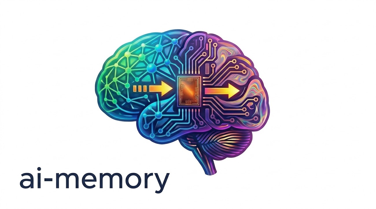 ai-memory 项目官方标识：电路板风格的大脑与 ai-memory 字样