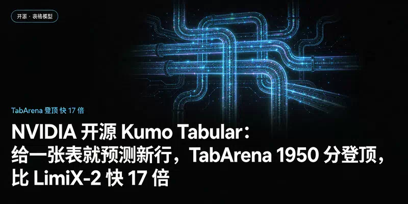 NVIDIA 开源 Kumo Tabular：给一张表就预测新行，TabArena 1950 分登顶，比 LimiX-2 快 17 倍