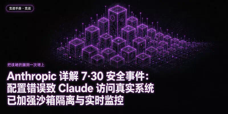 Anthropic 详解 7·30 安全事件：配置错误致 Claude 访问真实系统，已加强沙箱隔离与实时监控