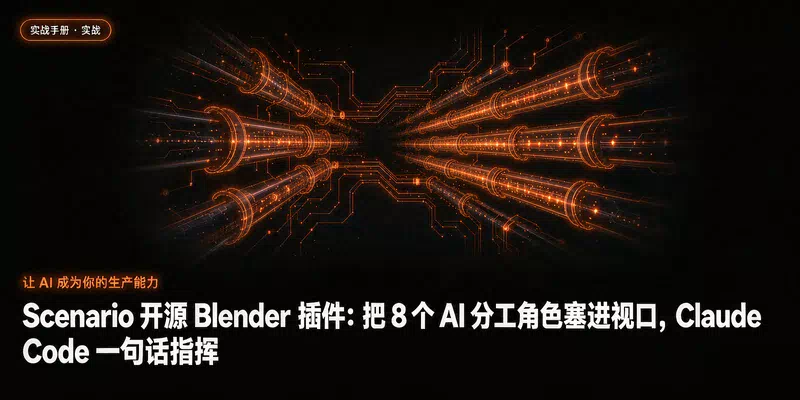 Scenario 开源 Blender 插件：把 8 个 AI 分工角色塞进视口，Claude Code 一句话指挥