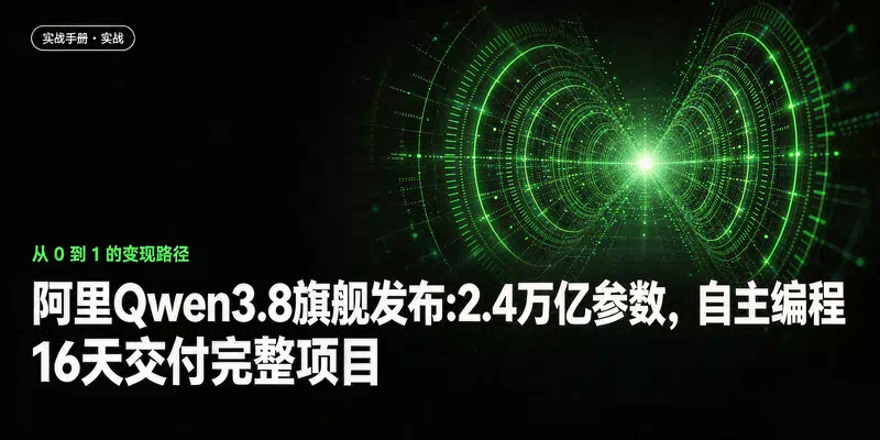 阿里Qwen3.8旗舰发布:2.4万亿参数，自主编程16天交付完整项目