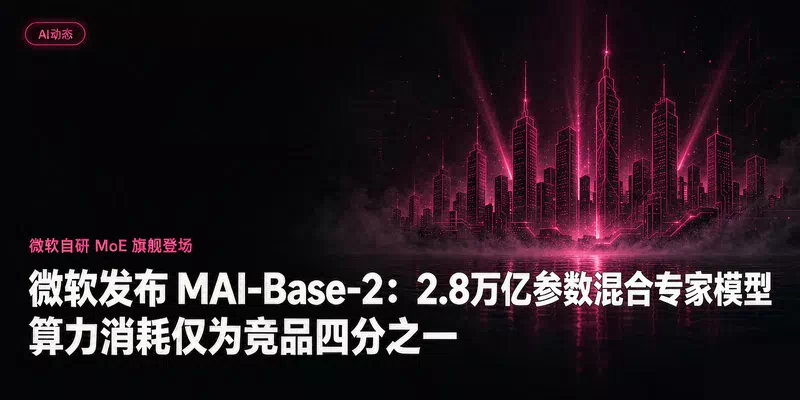 微软发布 MAI-Base-2：2.8万亿参数混合专家模型，算力消耗仅为竞品四分之一