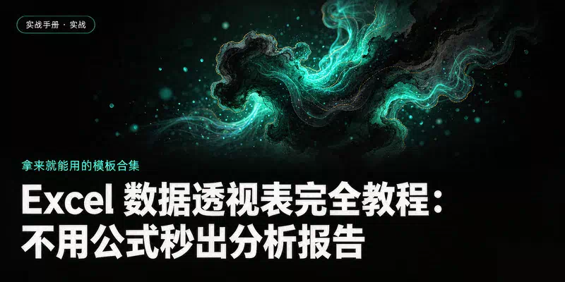 Excel 数据透视表完全教程：不用公式秒出分析报告