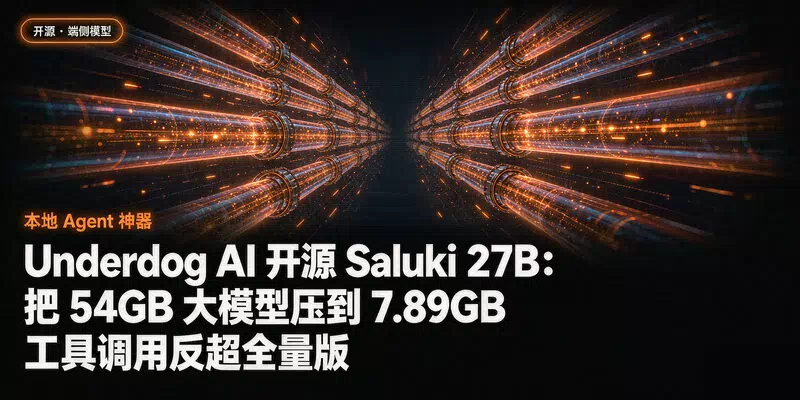 Underdog AI 开源 Saluki 27B：把 54GB 大模型压到 7.89GB，工具调用反超全量版