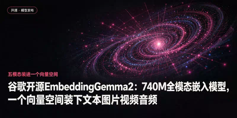 谷歌开源EmbeddingGemma2：740M全模态嵌入模型，一个向量空间装下文本图片视频音频