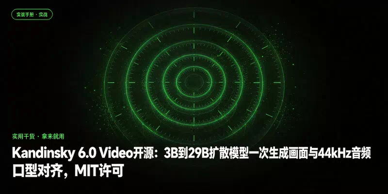 Kandinsky 6.0 Video开源：3B到29B扩散模型一次生成画面与44kHz音频，口型对齐，MIT许可