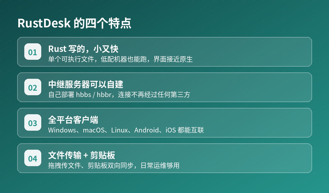 RustDesk 的四个特点